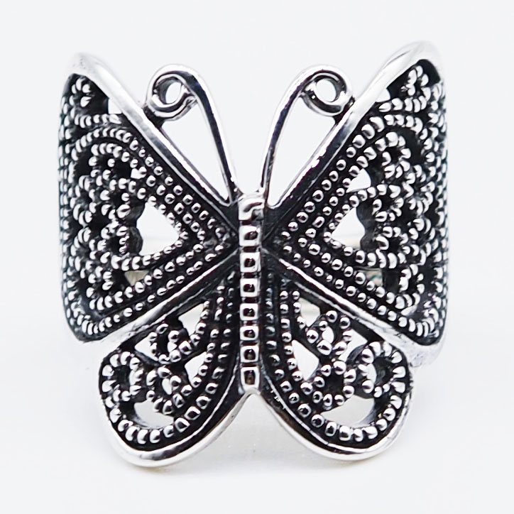 Butterfly Wing Filigree 925 Sterling Silver Ring 