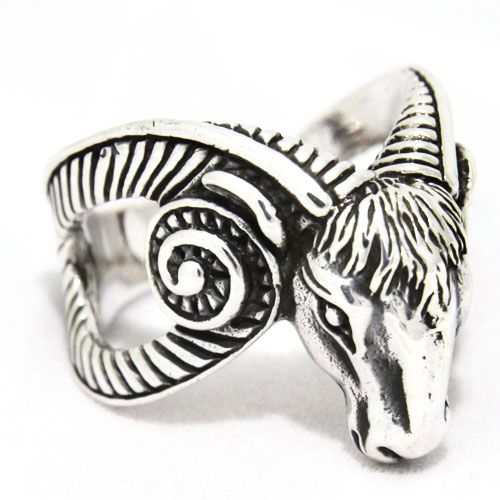 Goat Horn Beast Head 925 Sterling Silver  Ring 