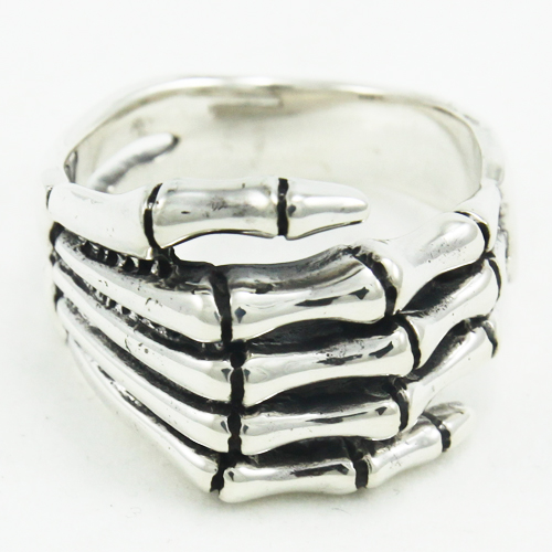 Bone Skeleton Hand 925 Sterling Ring 