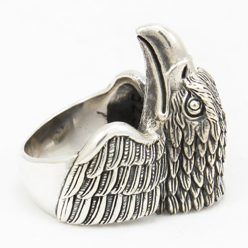 Bird Hawk Eagle Freedom Signet 925 Sterling Silver Ring 