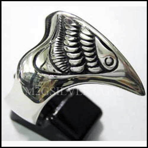 Bird Eagle Beak Head 925 Sterling Silver Red Garnet CZ Stone Ring 