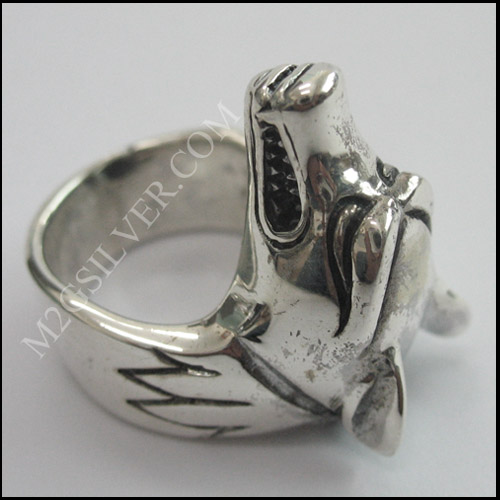 Wolf Fox Head 925 Sterling Silver  Ring 